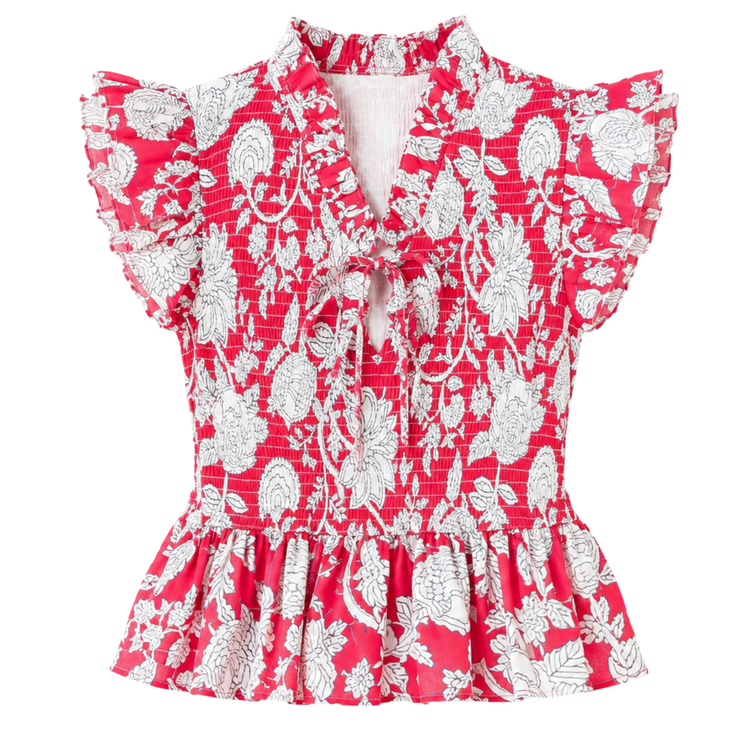 June Ruffled Top - Red