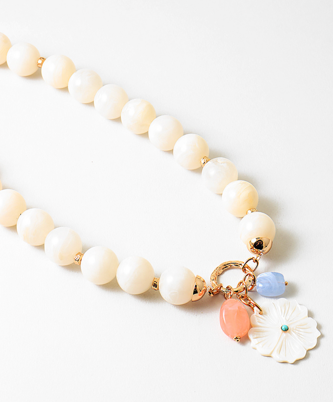 Beaded Charm Necklace - Mother of Pearl