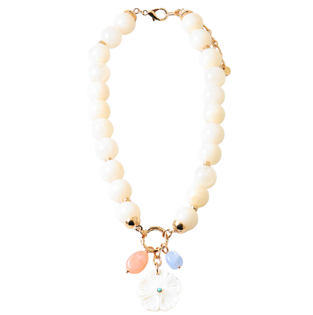 Beaded Charm Necklace - Mother of Pearl
