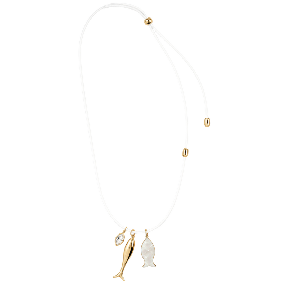 Fish Cord Necklace - White