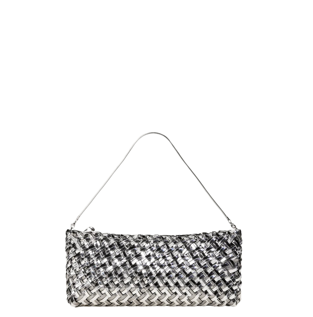 Gala Clutch Double Weave Metallic - Pewter