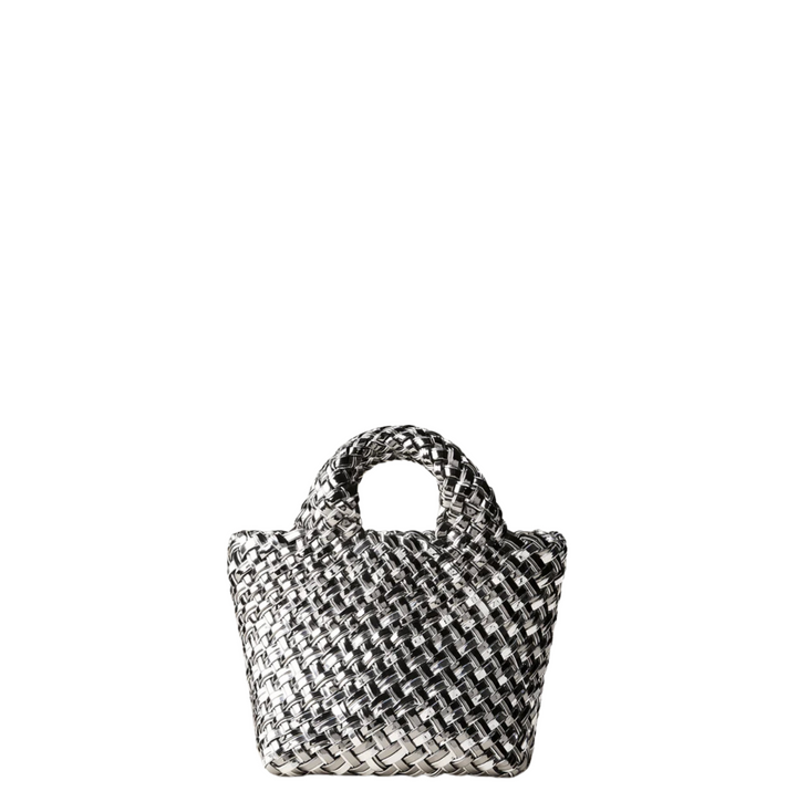 St. Barths Petit Tote Double Weave Metallic - Pewter
