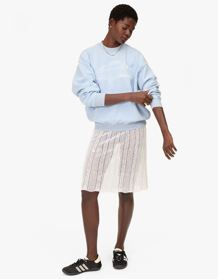 Oversized Sweatshirt - Heather Blue Embroidered Liberez Les Sardines