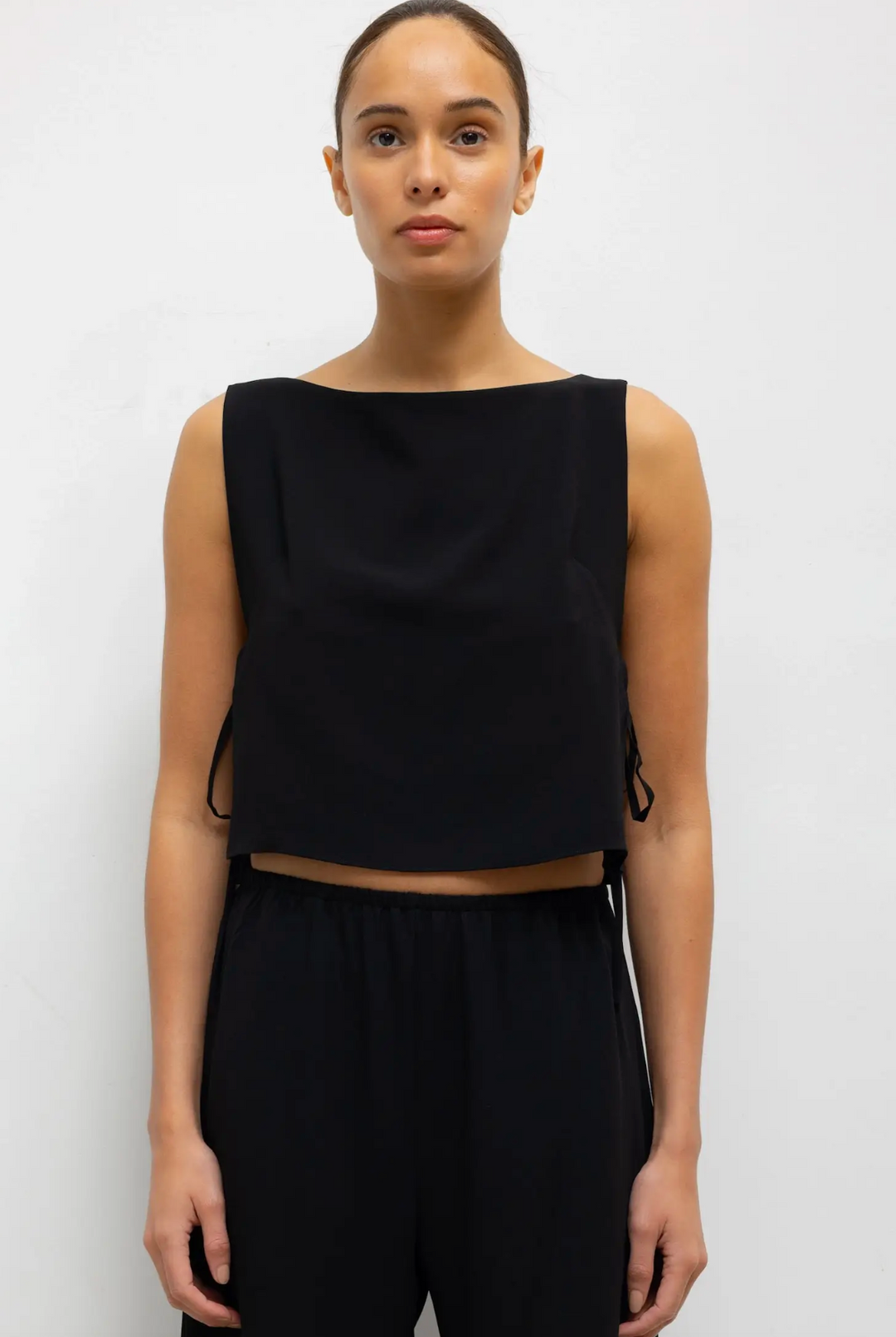 Ari Boatneck Tie Top - Black