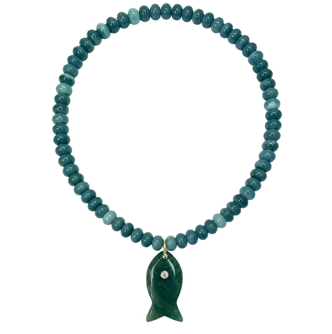 Coastal Fish Necklace - Teal