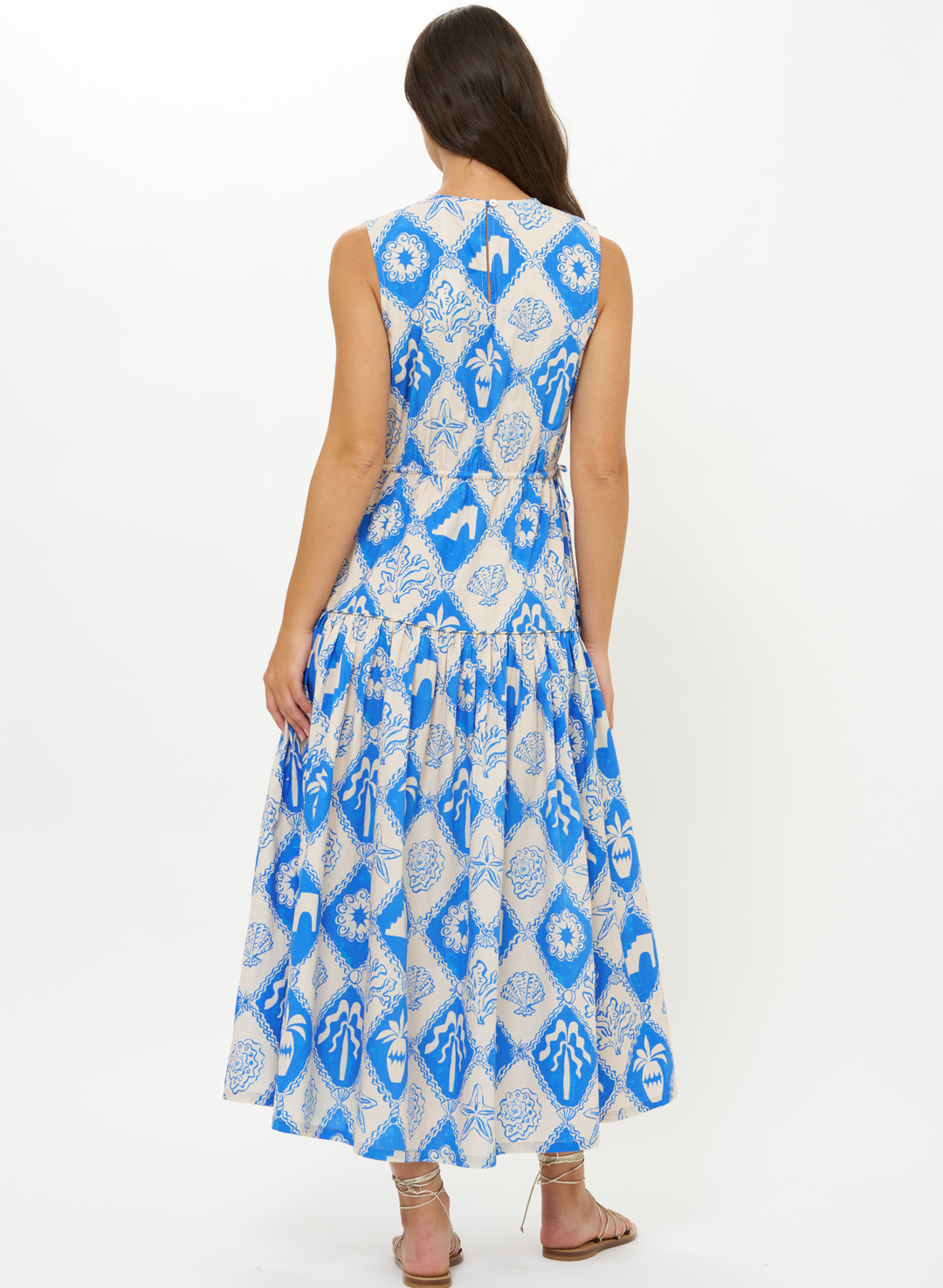 Sleeveless Piped Maxi - Asterias Blue