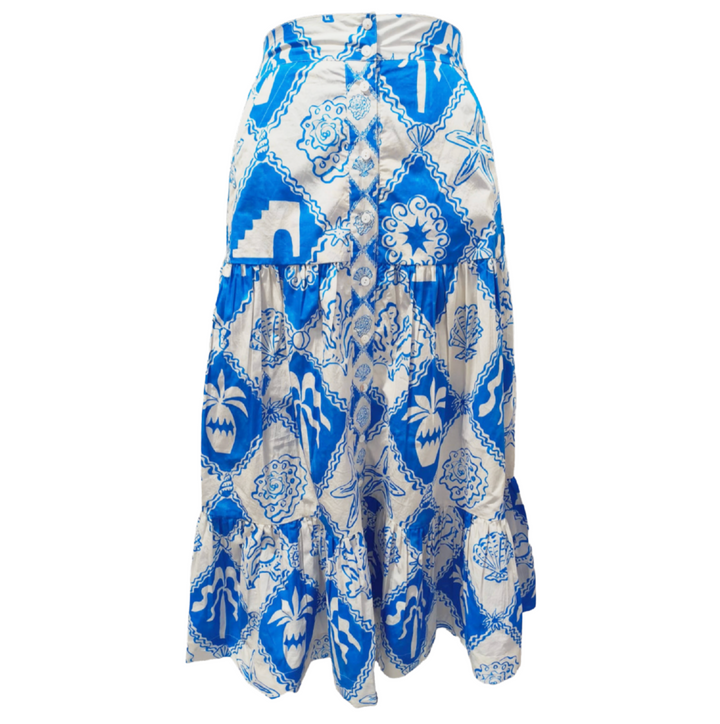 Button Front Skirt - Asterias Blue