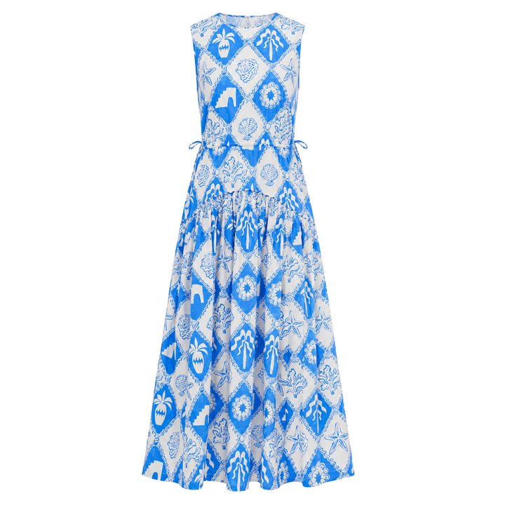 Sleeveless Piped Maxi - Asterias Blue