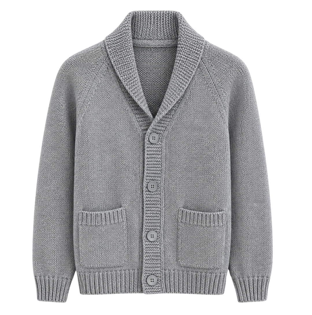Varsity Flag Cardigan - Heather Gray