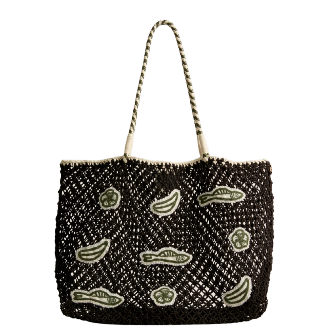 Lete Tote - Multi Applique Chocolate