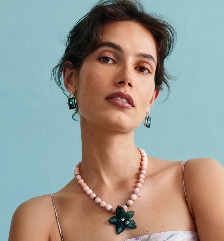 Tile Earrings - Denim