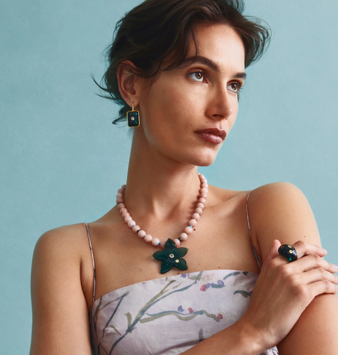 Tile Earrings - Denim