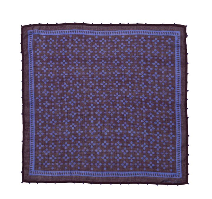 Beaded Floral Bandana - Lapis