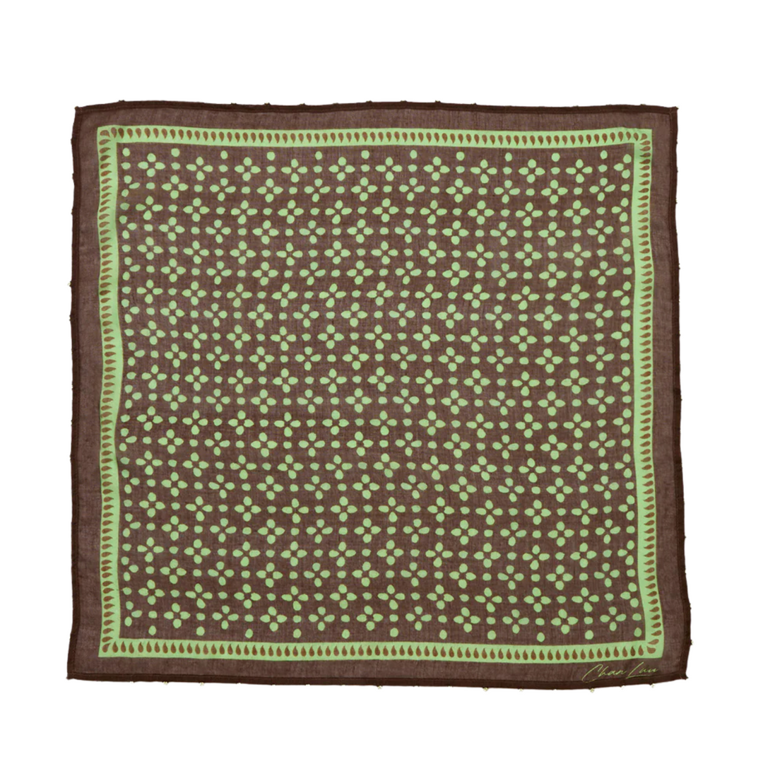 Beaded Floral Bandana - Espresso