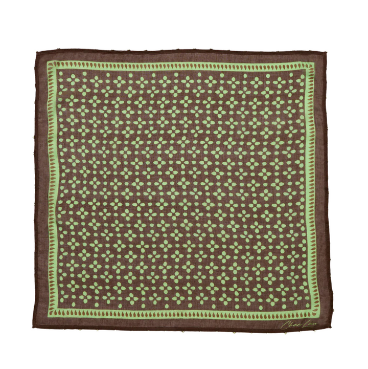Beaded Floral Bandana - Espresso