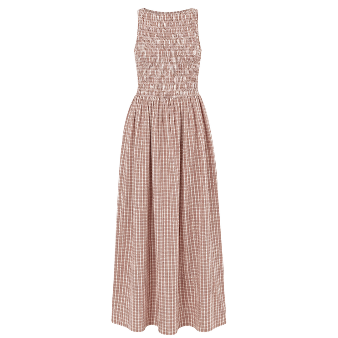Faithfull The Brand Cotton Shirred Laia Midi Dress - Red