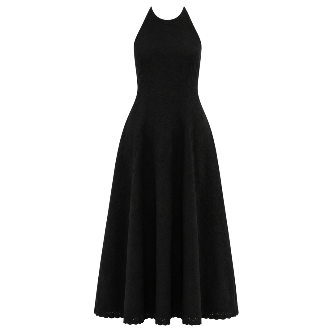 Valencia Midi Dress - Lucy Broderie Black