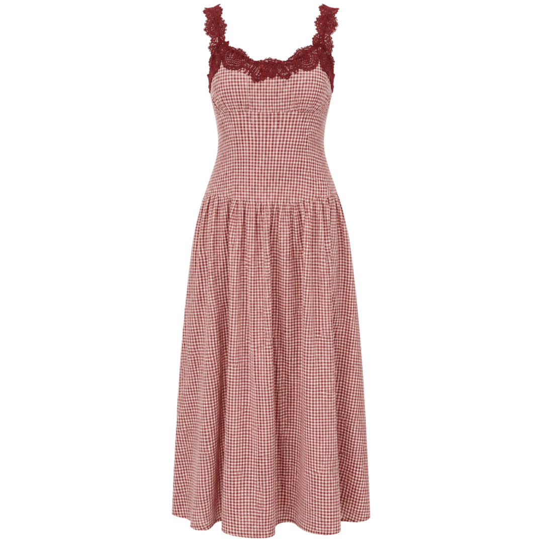 Kairina Midi Dress - Berry Gingham