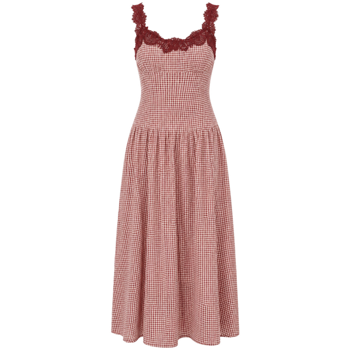 Kairina Midi Dress - Berry Gingham