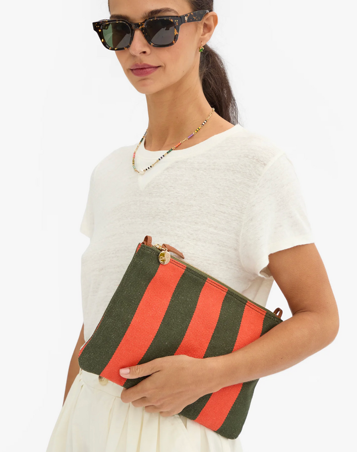 Flat Clutch w/ Tabs - Army/Poppy