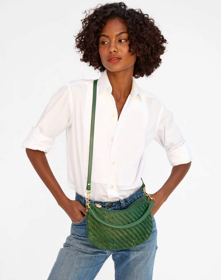 Petit Moyen Messenger - Evergreen Woven Zig-Zag