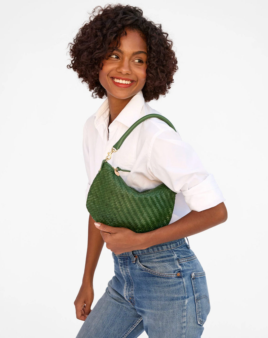 Petit Moyen Messenger - Evergreen Woven Zig-Zag