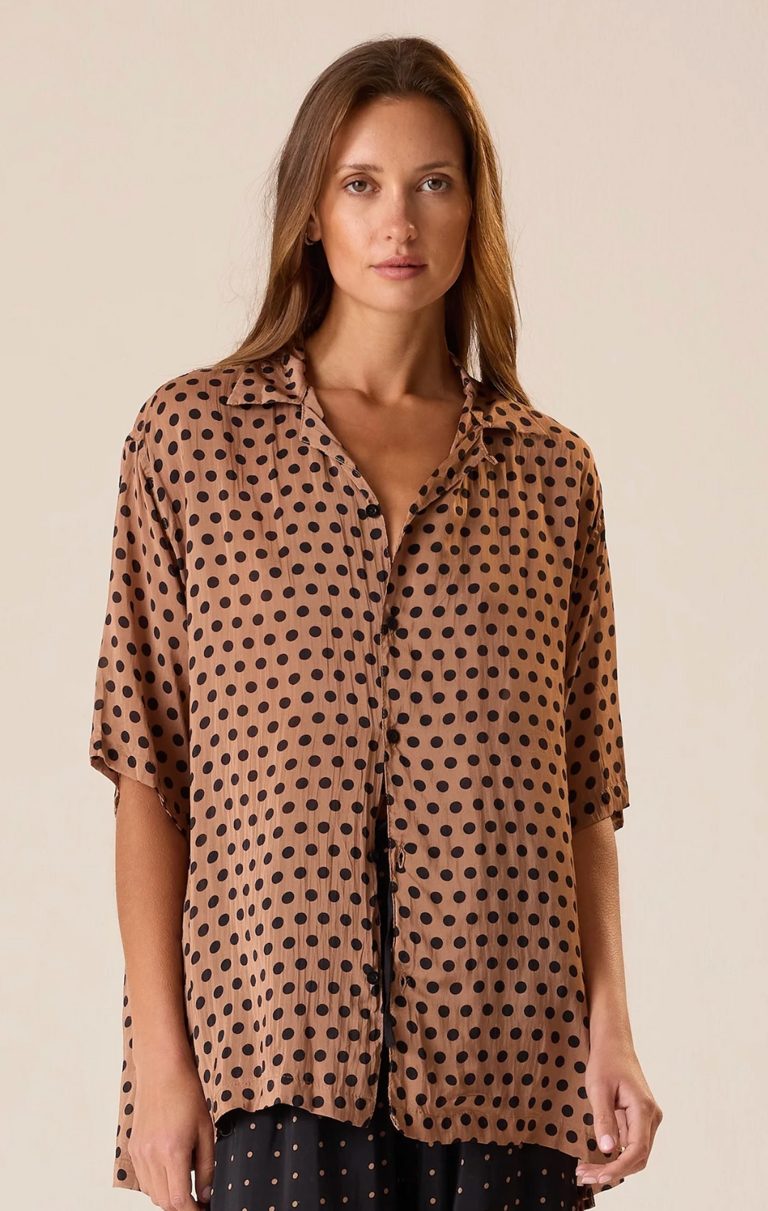Kevin Shirt - Polka Dot Tan/Black
