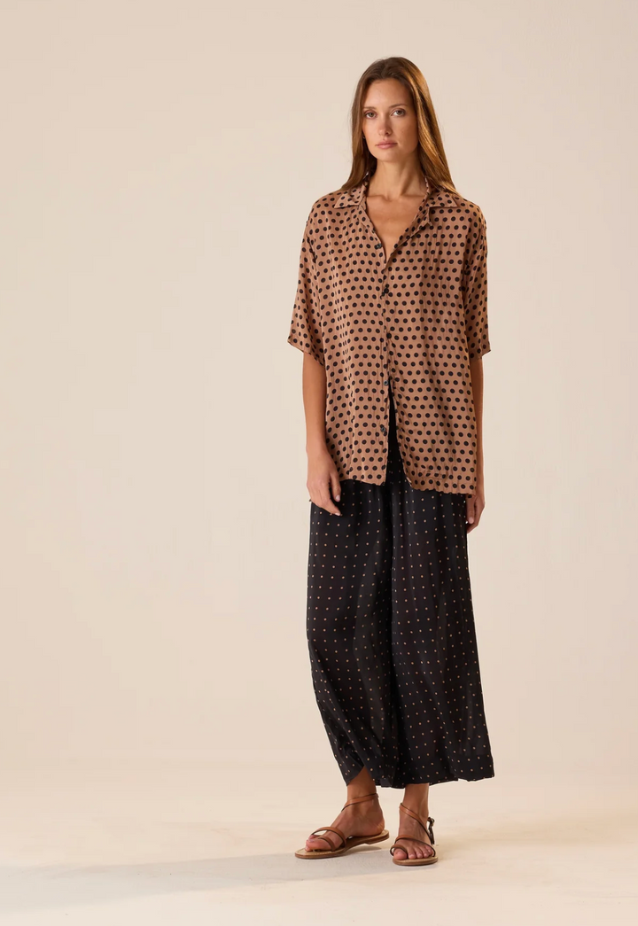 Kevin Shirt - Polka Dot Tan/Black
