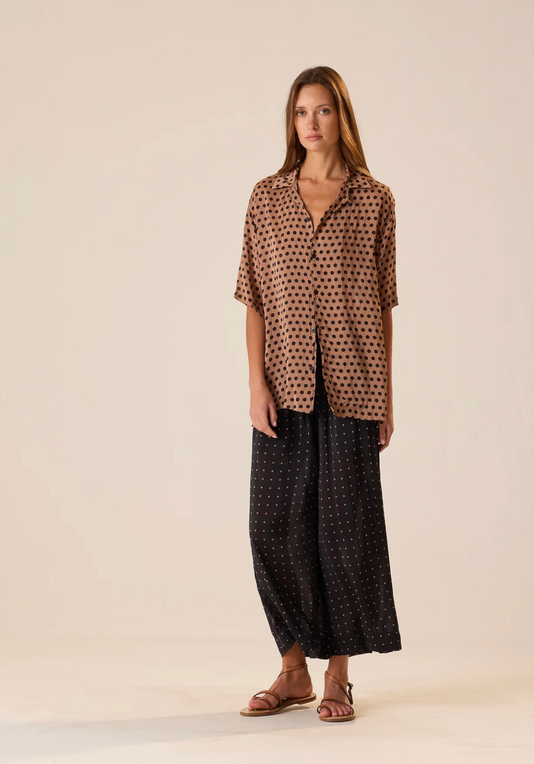 Lauren Pant - Polka Dot Black/Tan