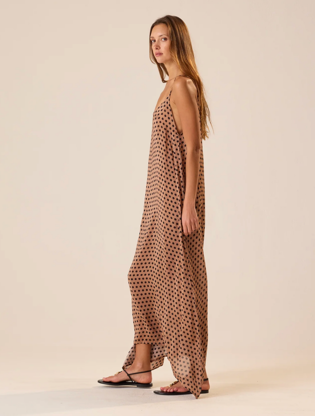Heather Maxi - Polka Dot Tan/Black