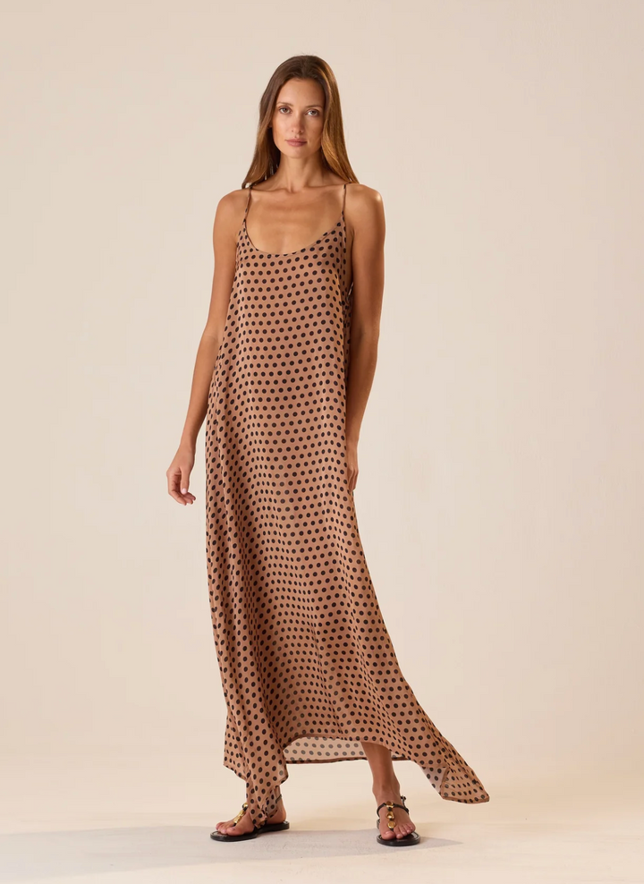Heather Maxi - Polka Dot Tan/Black