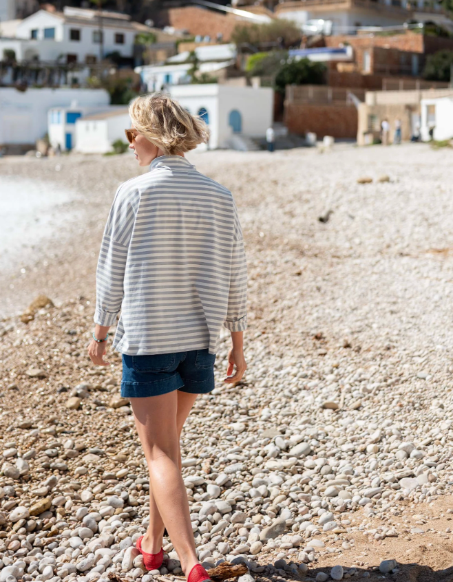 Emerson Top - Slate Blue Stripe