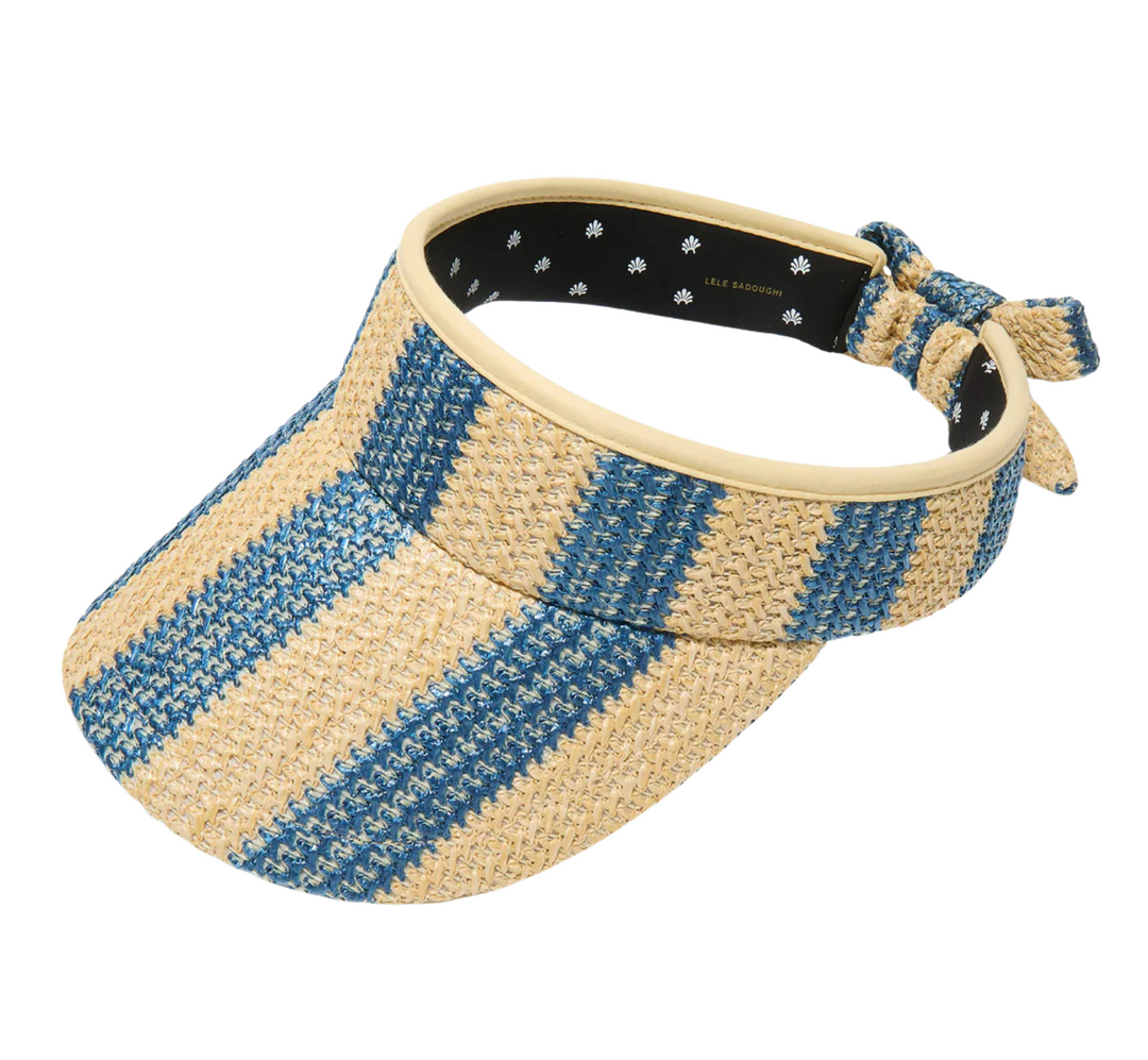 Raffia Bow Visor - Turq/Lapis