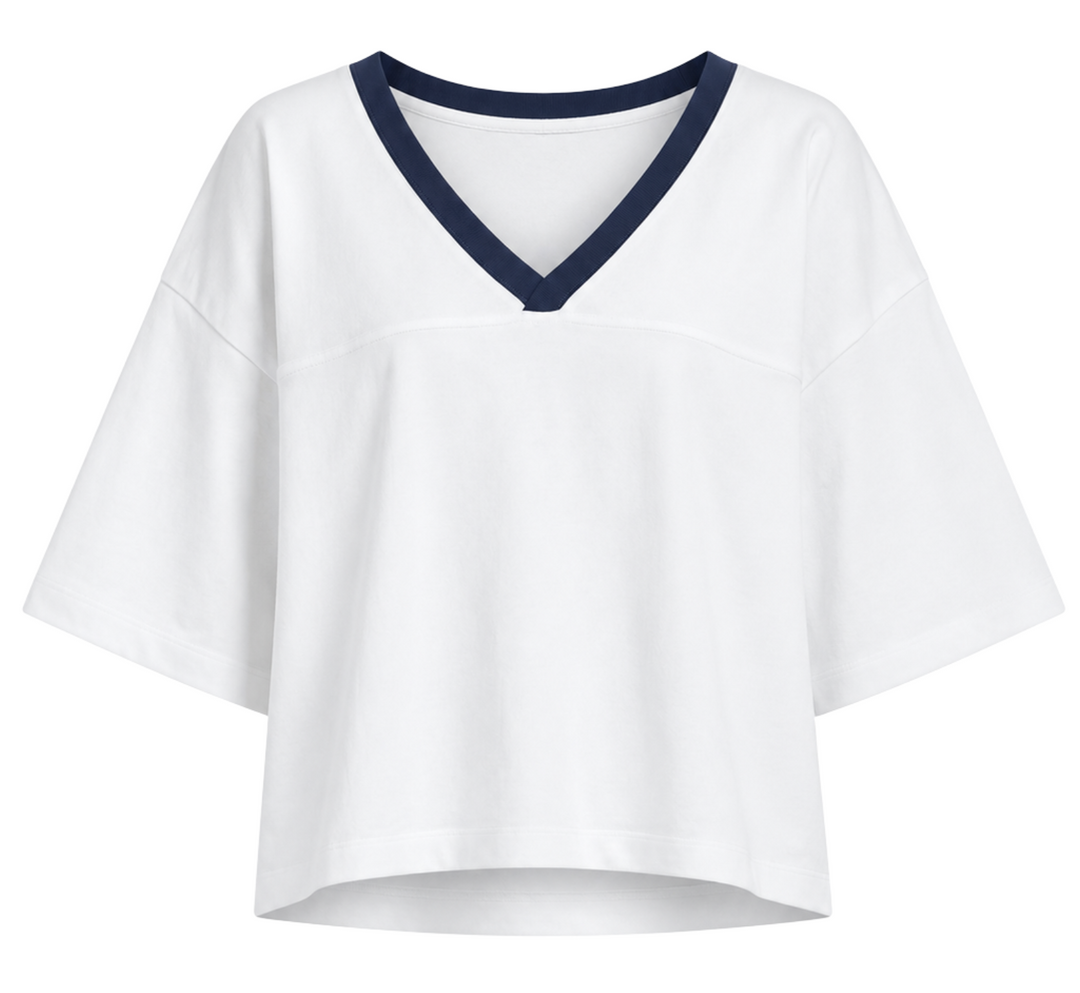 Football Tee - Natural/Navy