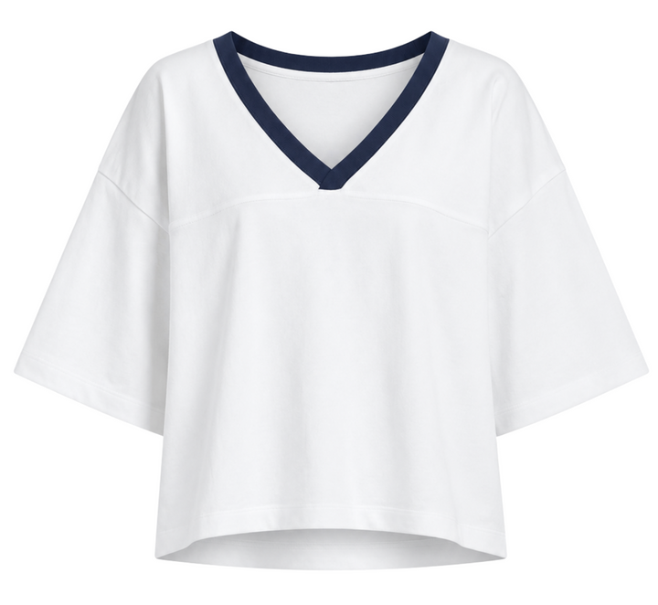 Football Tee - Natural/Navy