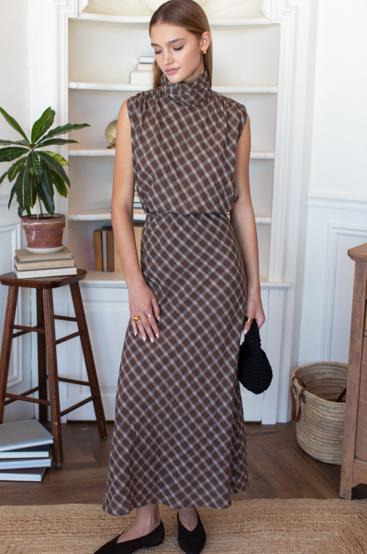 Frederique Blouse - Cocoa Plaid