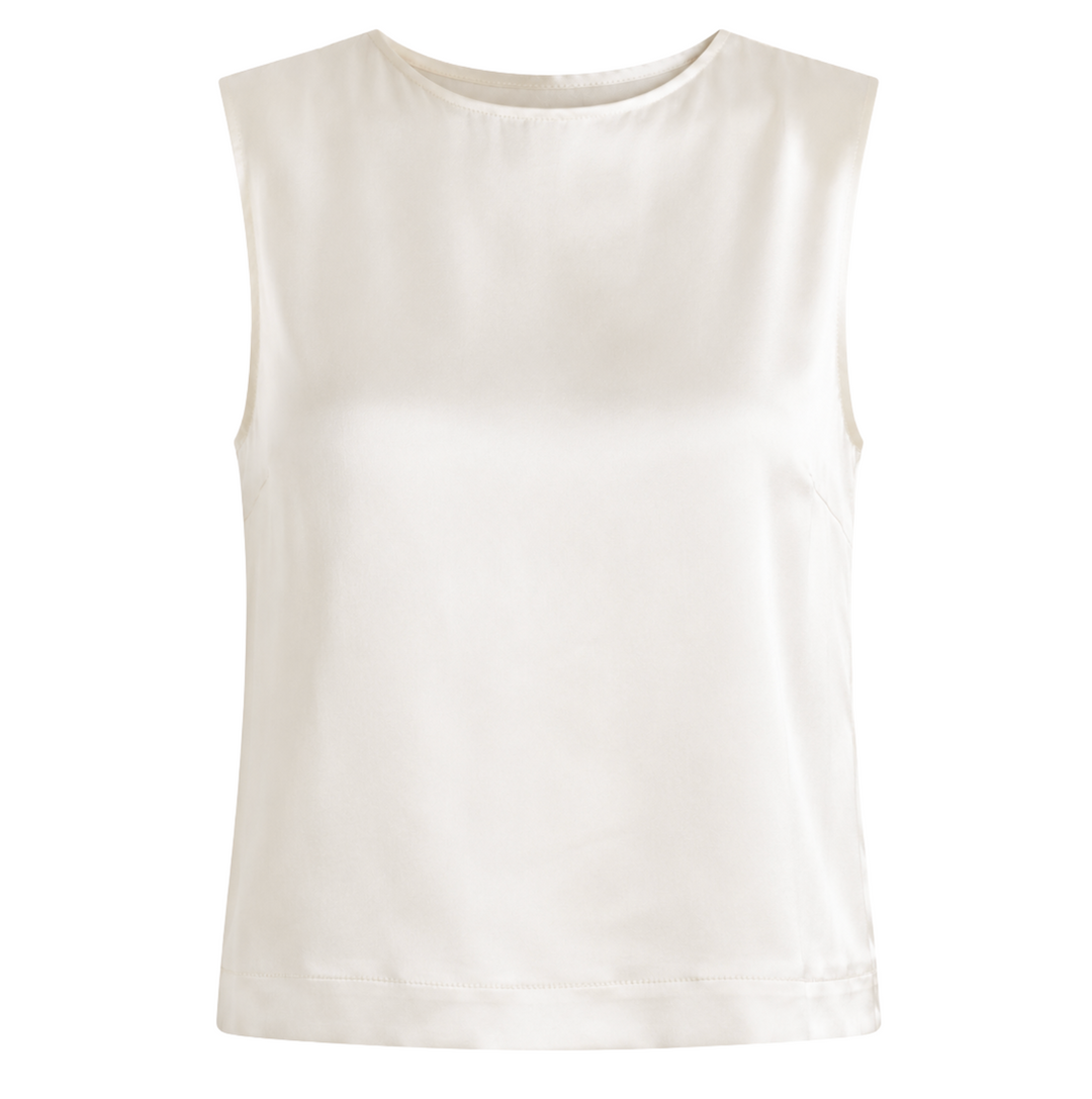 Jeanne Top - Antique White Silk