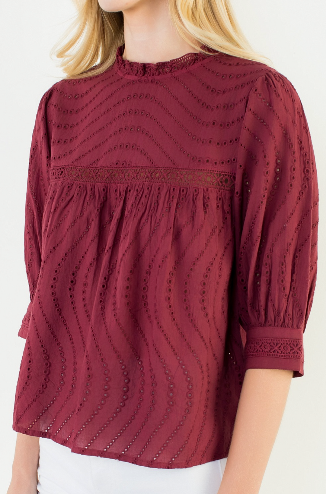 Eyelet Blouse - Wine