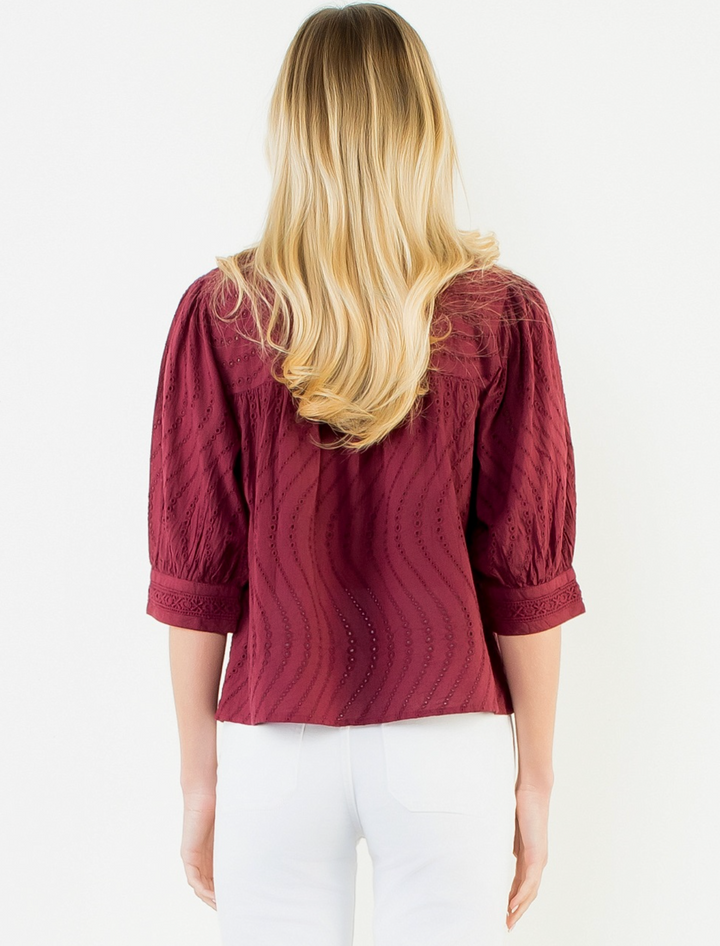 Eyelet Blouse - Wine