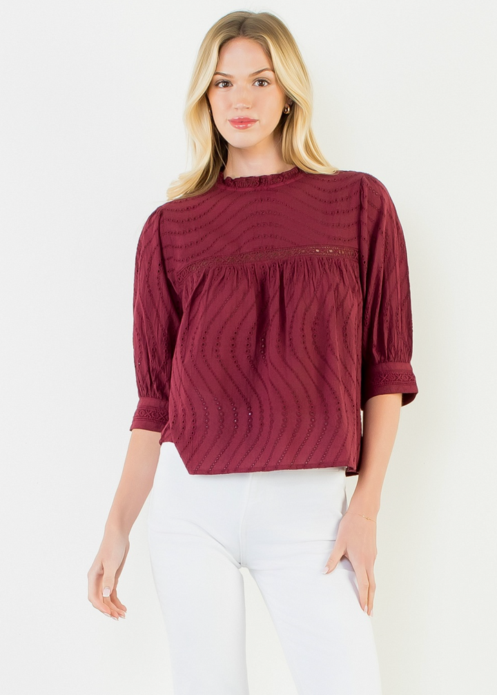Eyelet Blouse - Wine