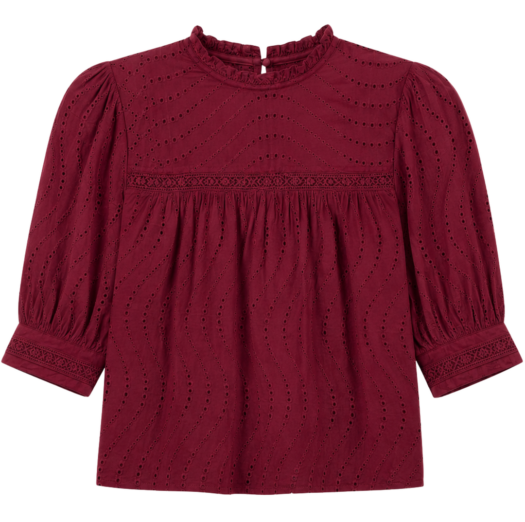 Eyelet Blouse - Wine