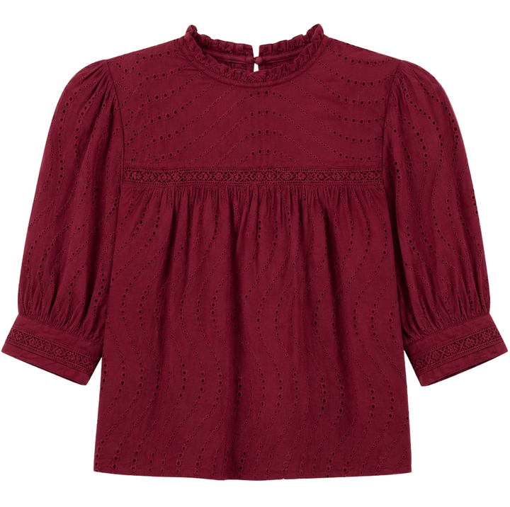 Eyelet Blouse - Wine