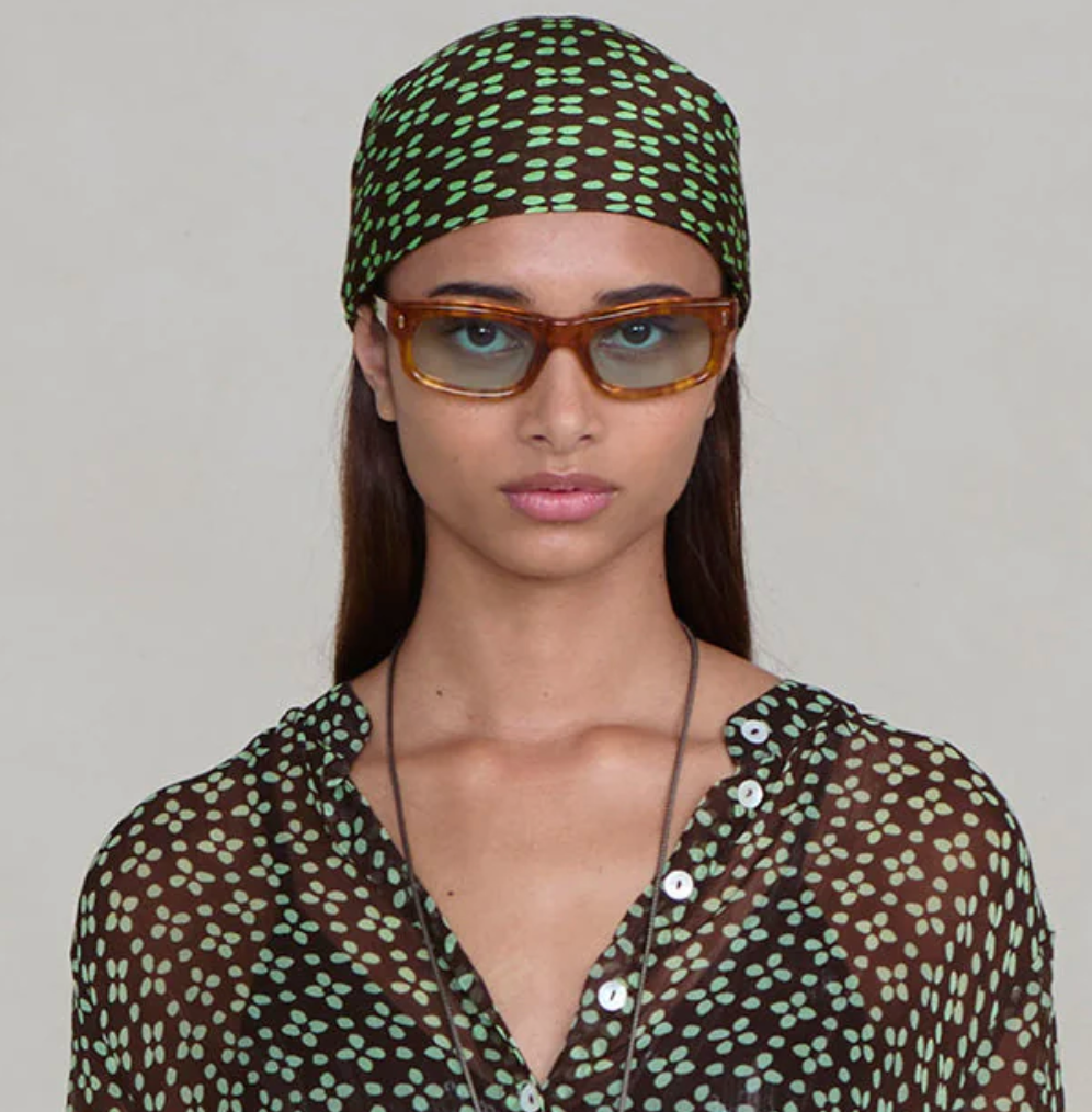 Beaded Floral Bandana - Espresso