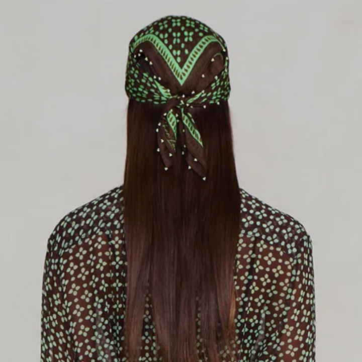 Beaded Floral Bandana - Espresso