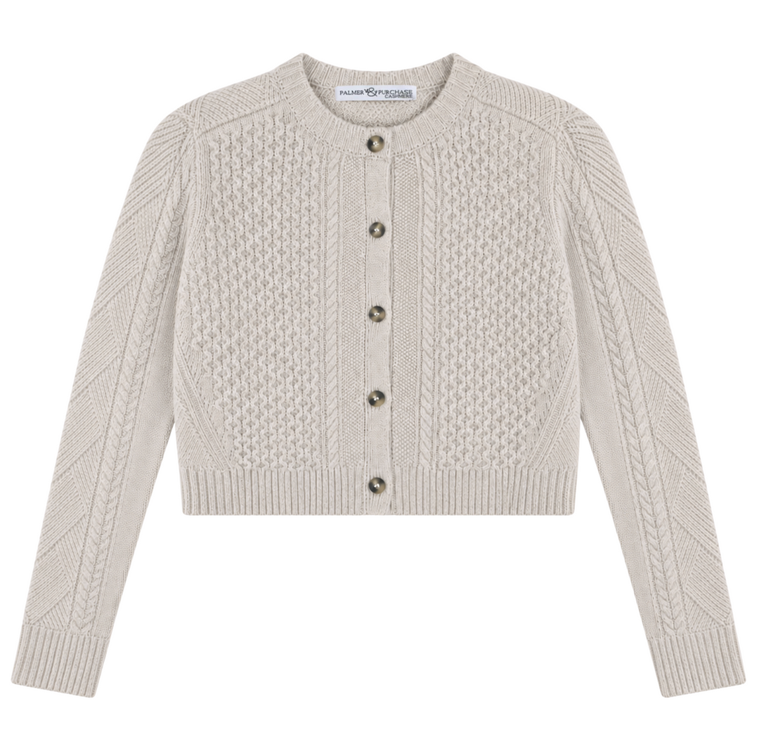 Mixed Cable Cardigan-Oat