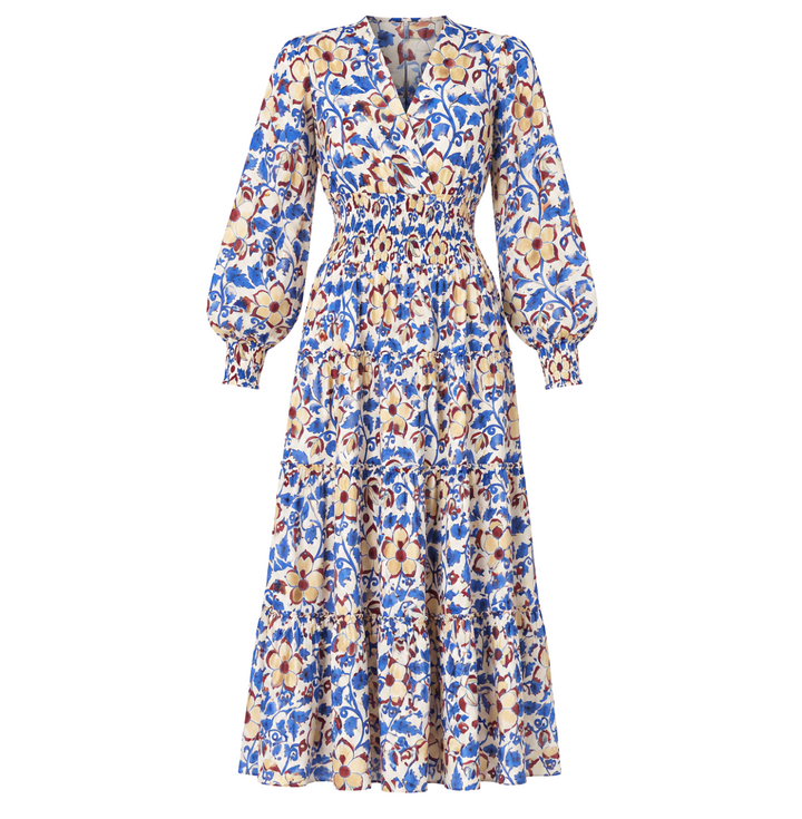 Smocked Waist Midi - Kildare Blue