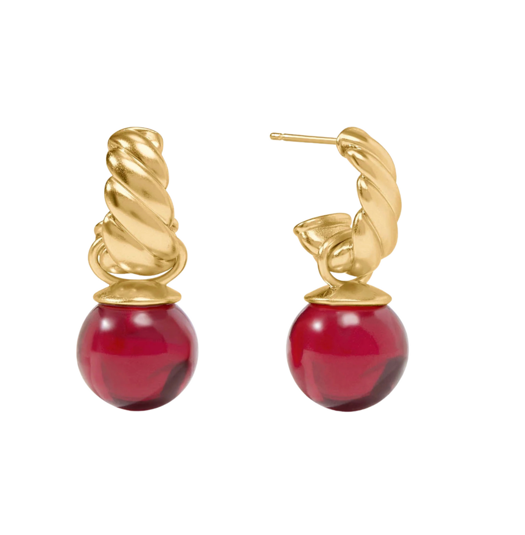 Ravello Hoop & Charm Earring - Cranberry