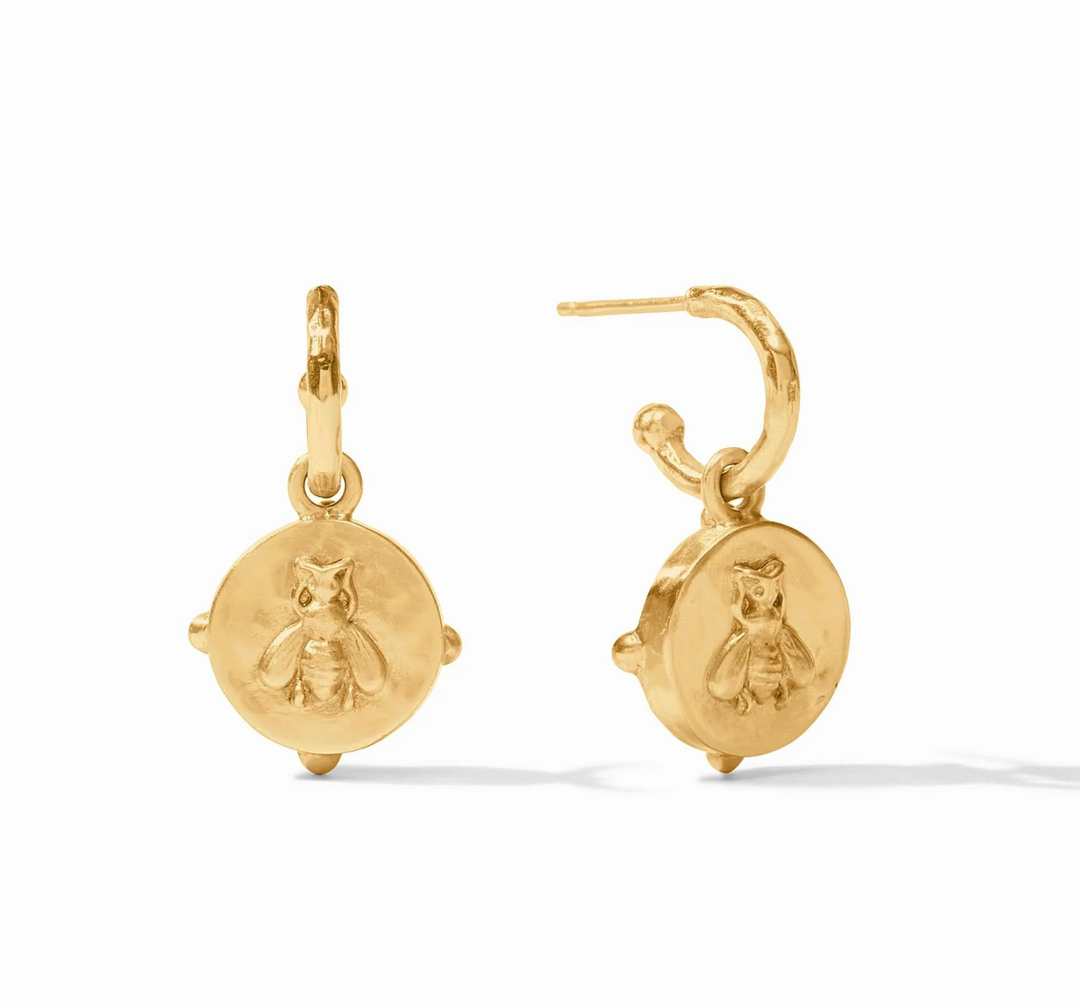 Honeybee Hoop & Charm Earring - Obsidian Black