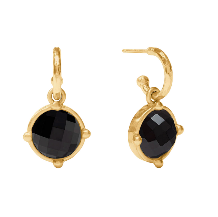 Honeybee Hoop & Charm Earring - Obsidian Black