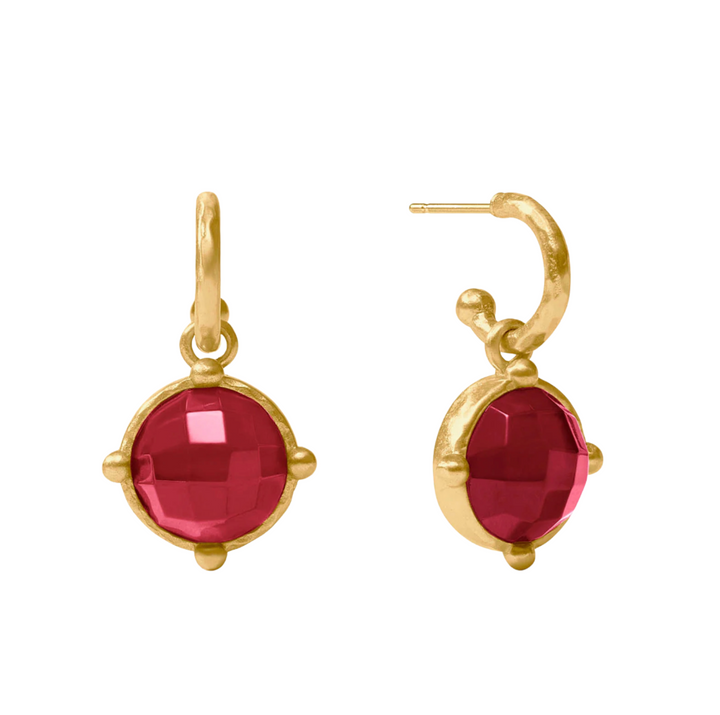 Honeybee Hoop & Charm Earring - Iridescent Ruby Red